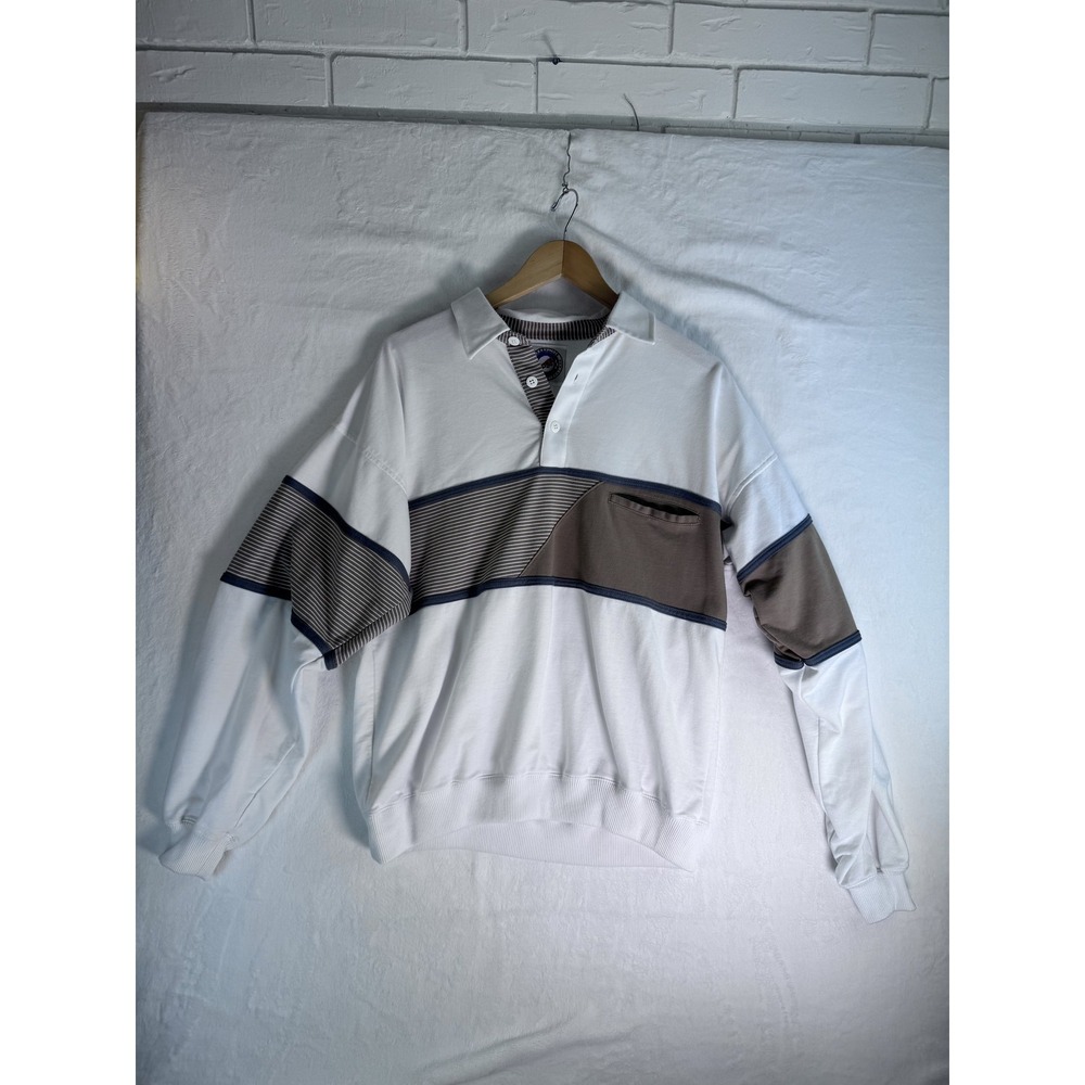 Greenline International Pullover Mens Medium Striped Geometric Retro 90s Sweater